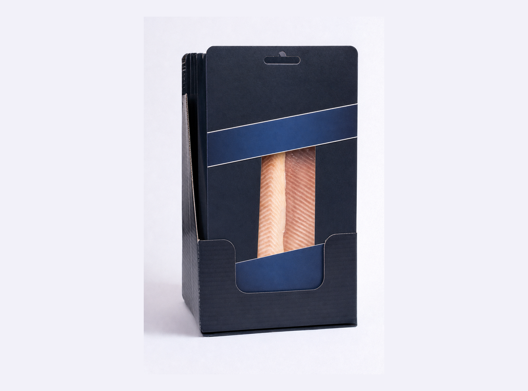 Neutral smoked trout fillet packaging card image